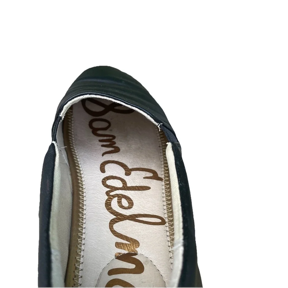 Sam Edelman Kassie Black Leather espadrille Flat Sneaker Logo Hardware Size 8‎ M